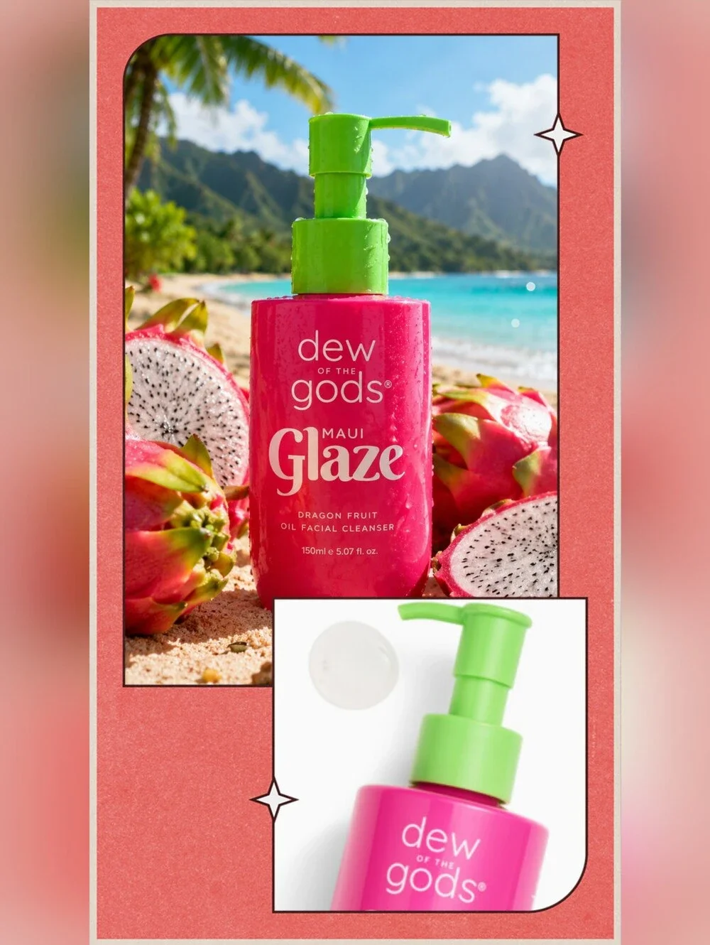 Dew of the Gods Maui Glaze Dragon Fruit Facial Cleanser, 150ml/5.07fl oz